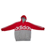 Adidas Essentials Hooded Colorblock Spellout Sweatshirt Red Gray Mens Sz... - $78.17 CAD