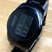Kenneth Cole KC3717 Mens Steel Black Reverse LCD Digital Quartz Watch~New Batter - £51.08 GBP
