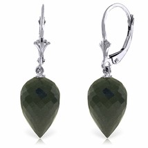 24.5 Carat 14K Solid White Gold Pointy Briolette Drop Black Spinel Earrings - £295.66 GBP