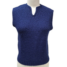 Vtg 60s 70s Penny&#39;s 100% Acrilan Acrylic Navy Blue Boucle Vest Women Sz ... - $25.84