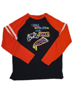 LANDS END - Boys XXL &quot;I Only Pause For Pizza&quot; Long Sleeve T-Shirt - Gaming - $294.16 MXN