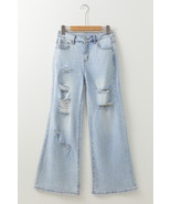 Beau Blue Light Wash Distressed High Waist Wide Leg Jeans - $755.33 MXN