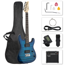 Glarry GST Stylish H-H Pickup Tiger Stripe Electric Guitar Kit with 20W ... - £159.49 GBP