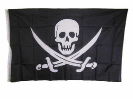 3X5 Jolly Roger Pirate Calico Jack Rackham Flag 3&#39;X5&#39; Banner Brass Grommets - £15.71 GBP