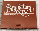 Matchbook Cover Proposition XLV  Fine Food Restaurant   Charlotte, NC gmg - $12.38