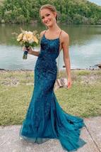Tulle Lace Mermaid Spaghetti Straps Prom Dresses, Long Formal Dress,event dresse - £137.05 GBP
