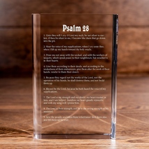 Psalm 28 Laser Engraved Crystal Book - Elegant Religious for Devoted Believers  - £163.66 GBP