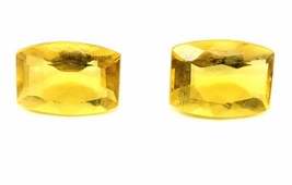 Pair of Synthetic Glass Cut Cushion Shape Stones Yellow - £12.44 GBP