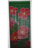 Natural Bamboo Beaded Curtain Red Flowers Beads Window Doors Room Divider - $71.16