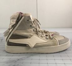 AS98 Adler Sneakers Womens 41 Beige Canvas High Tops Zipper Strappy Star... - £139.46 GBP