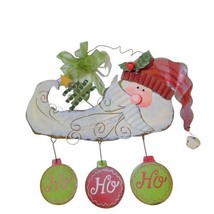 VTG Metal Hanging Santa Claus Sign “Ho Ho Ho” at the bottom Christmas 16x16x4 - £17.35 GBP