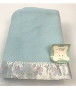 Vintage Blue Baby Blanket Fleece Acrylic Satin Trim Animals Beacon  - $1,347.84 MXN