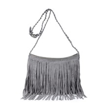 2023 New Women&#39;s Fringed Leather Shoulder Bag with Knitting Strap Soft Ethnic St - £29.34 GBP