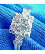 Earth mined Diamond Deco Engagement Ring 14k White Gold Vintage Estate S... - $136,125.49 MXN