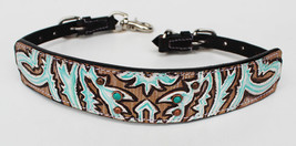 Western Leather Wither Strap Breast Collar Tooled Show Tack Turquoise 10... - $32.66