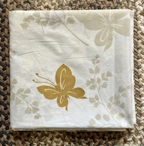 Vintage 70s Retro Springmaid Beige Brown Butterfly King Flat Sheet Fabric - £21.58 GBP