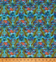 Cotton Sea Animals Sea Horses Starfish Blue Fabric Print by Yard D475.94 - £11.95 GBP