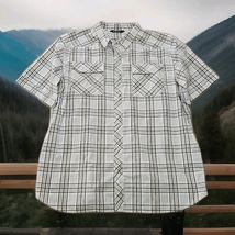 The North Face Plaid Short Sleeve Button-up Shirt Men's Size XL Beige Ta... - $19.79
