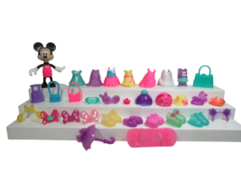 Disney Minnie Mouse Bowtique Dress Up Snap Clip On clothes bows glitter lot - $20.78