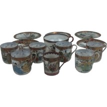 Antique Japanese Teacup Cup Saucer Set Kutani Eggshell Porcelain Meiji P... - $56.10
