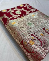 Premium Satin Silk Banarasi Saree, Handwoven Zari Woven Rich Pallu Elegant Tradi - £135.89 GBP