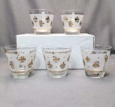 Vintage Fleur de Lis Starlyte Glasses MCM Old Fashioned Lowball Rocks Glasses - £31.26 GBP