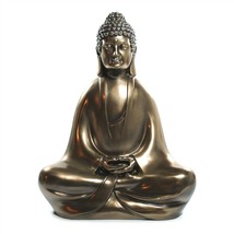 BUDDHA STATUE 12.5&quot; Large Meditating Shakyamuni Contemporary Icon Bronze Resin - £95.66 GBP