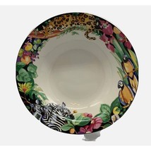 Vitromaster Rainforest 7&quot; Soup Cereal Bowl Zebra Tiger Parrot Flowers Re... - $11.29