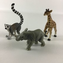 Safari Lifelike Animal 3” PVC Figures Giraffe Elephant Ring Tail Lemur V... - £16.44 GBP