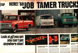 Original 1968 Chevrolet Truck 2 Page Ad HERE&#39;S THE &#39;68 JOB TAMER TRUCKS a3 - £20.81 GBP