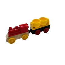 Wooden Railway Red Train Engine &amp; Yellow Cement Car Thomas &amp; Friends Compatible - £11.15 GBP