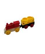 Wooden Railway Red Train Engine &amp; Yellow Cement Car Thomas &amp; Friends Com... - £11.05 GBP