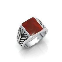 Natural Aqeeq/Red Agate gemstone ring, Balerion Ring Pure Silver 925 sil... - $120.60