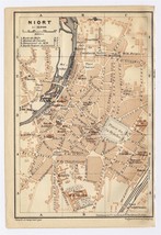 1914 Antique City Map Of Niort / POITOU-CHARENTES / France - £15.51 GBP