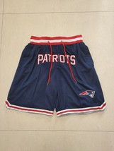 New England Patriots Football Shorts Vintage With Pockets Blue Navy Stitched S-3 - £40.51 GBP