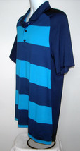 Mens Oakley Regular Fit Polo Golf Shirt large Ohydrolix polyester blue striped - £22.40 GBP