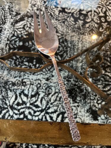 LOVE PRECIOUS FLOWER Meat Fork 1847 Rogers International Silver Hostess ... - $17.56