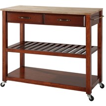 Crosley Furniture Portable Kitchen Cart with Natural Wood Top - Classic ... - £313.35 GBP