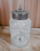 Halloween Hallmark Witch Ware Tall Treat Jar Glass Silver Metal Lid 9&quot; x... - $312.77 MXN
