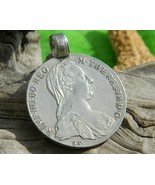 Thaler Coin Pendant Maria Theresia Austria Sterling Silver - $82.95