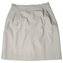 Precious Fibers Wool Cashmere Blend Lined Beige Skirt Size 16 23&quot; Long - £11.29 GBP