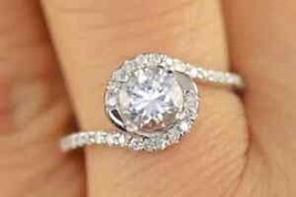 Moissanite Diamond 2CT Round Brilliant Fancy Engagement Ring With Free Gift 7 8  - £77.36 GBP