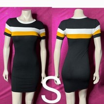 Black, Mustard, White Stripe Classy Bodycon Mini Dress~Size S - $20.57