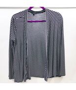 Talbots Woman&#39;s Cardigan Open Front Black &amp; White Stripe Long Sleeve Siz... - $20.54 CAD
