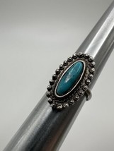 Vintage Adjustable Faux Turquoise Silver Ring - £11.87 GBP