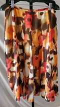 Jones New York Collection Orange Brown Beige Print Pleated Midi Skirt Si... - $21.67 CAD