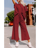 Red Dahlia Textured Loose Fit T Shirt and Drawstring Pants Set - $50.99