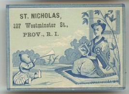 St. Nicholas Victorian trade card Providence Rhode Island fancy goods cu... - £10.98 GBP