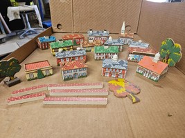 1940s Keystone Toys Wooden Houses Grocery store church drug store for tr... - $120.27