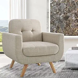 Elena Contemporary Accent Armchair With Linen Upholstery Living Room Fur... - £206.97 GBP